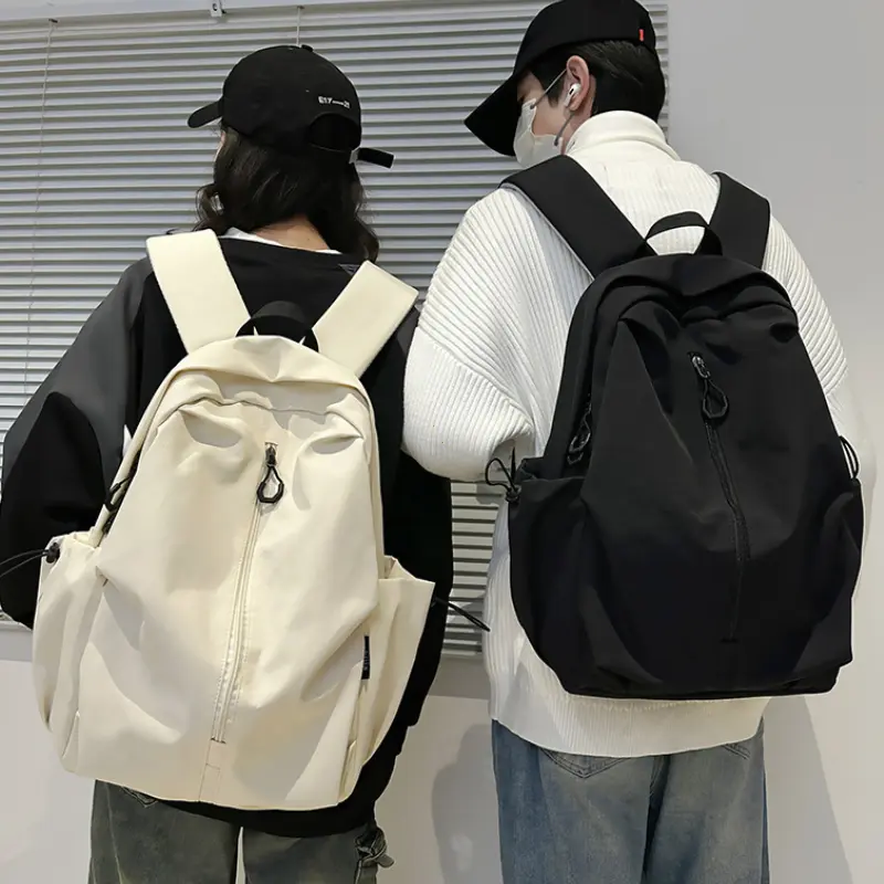 New Waterproof Nylon Unisex Backpack 15.6 Inch Laptop Backpacks Women Travel Bookbag Solid Color School Bag for Teenage Girls