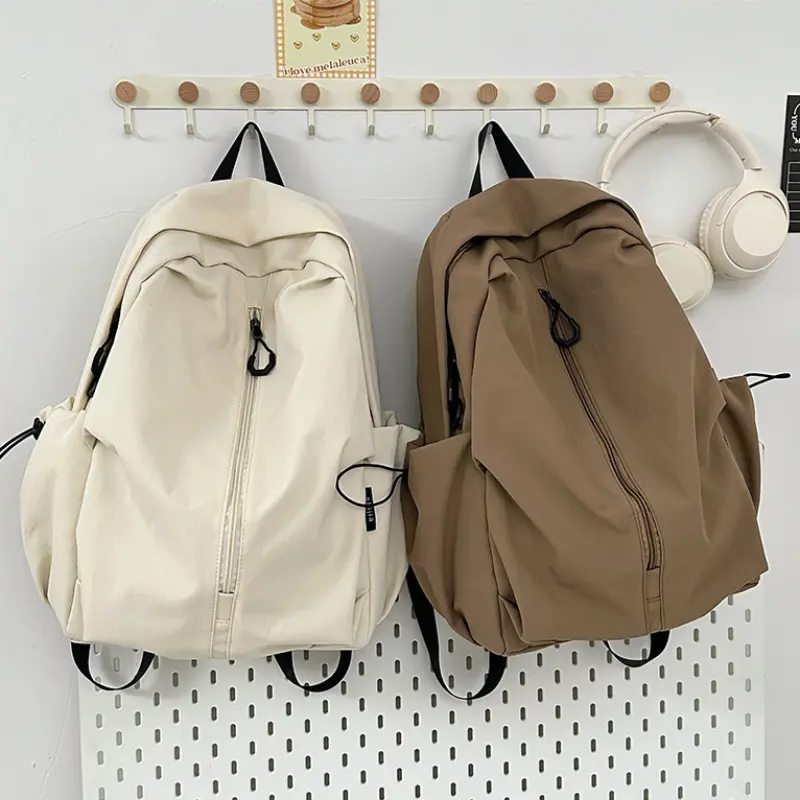 New Waterproof Nylon Unisex Backpack 15.6 Inch Laptop Backpacks Women Travel Bookbag Solid Color School Bag for Teenage Girls
