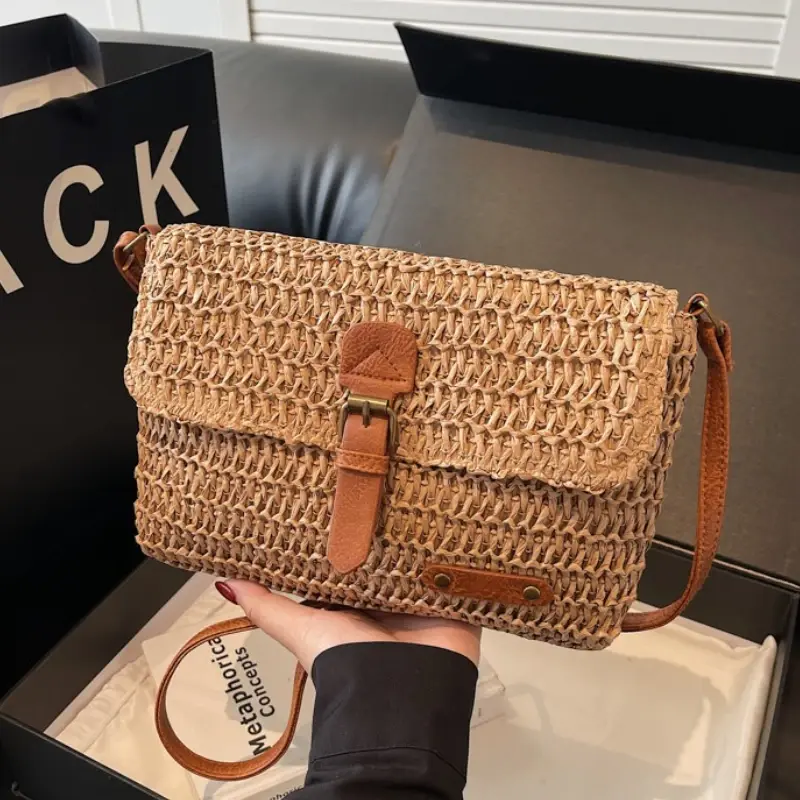 New Fashionable Straw Women's Bag, Trendy Vacation Casual Shoulder Crossbody Bag, Women's Versatile Stylish Straw Women's Bag