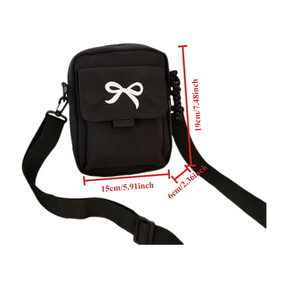 Fashion Bow Women's Nylon Shoulder Bag Solid Color Versatile Mini Crossbody Bag Trendy Multi-purpose Mobile Phone Storage Bag