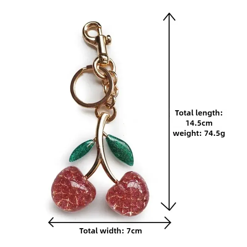 New Red Cherry Pendant Keychain Charm For Women's Handbag Internet-famous Crystal Cherry Pendant High-Grade Bag Accessories