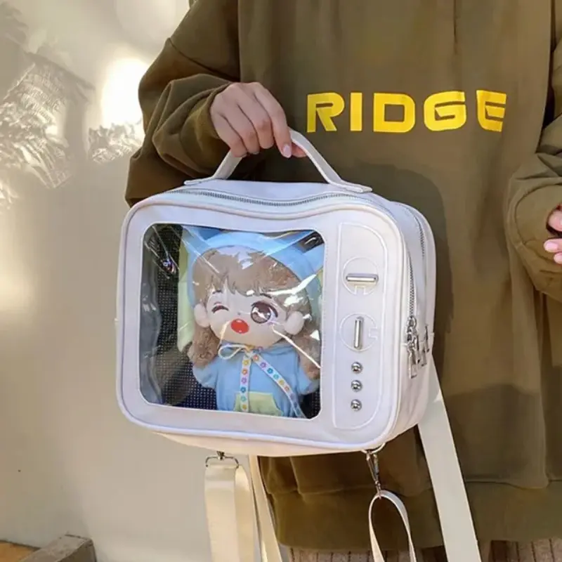 Kawaii TV Shape Design Ita Bag Japanese Girls Crossbody Bag Trend Transparent Pocket Harajuku Shoulder Bag Fashion Backpacks