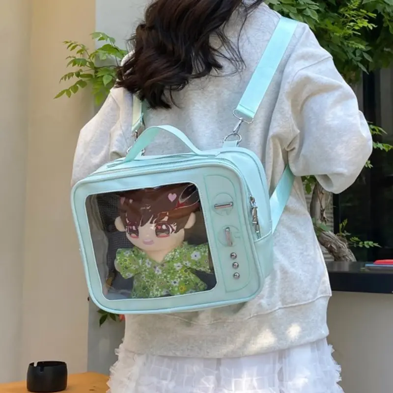 Kawaii TV Shape Design Ita Bag Japanese Girls Crossbody Bag Trend Transparent Pocket Harajuku Shoulder Bag Fashion Backpacks