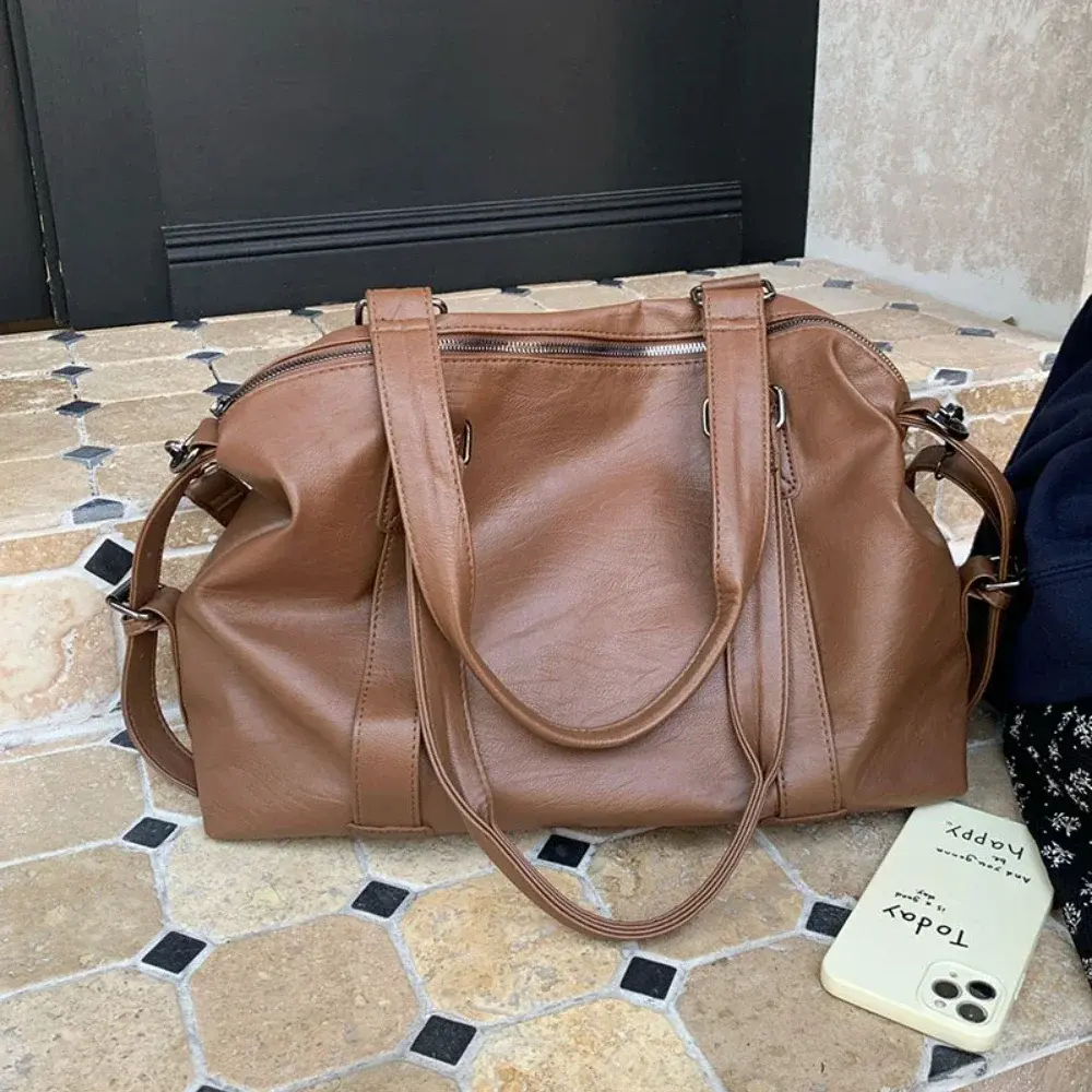 Large Capacity Black Shoulder Bags For Women Large Shopper Bag Solid Color Soft Leather Crossbody Handbag Lady Travel Tote Bag