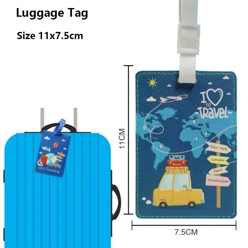 Creative World Map High Quality Travel Accessories Luggage Tag PU Suitcase ID Addres Holder Baggage Boarding Tag Portable Label