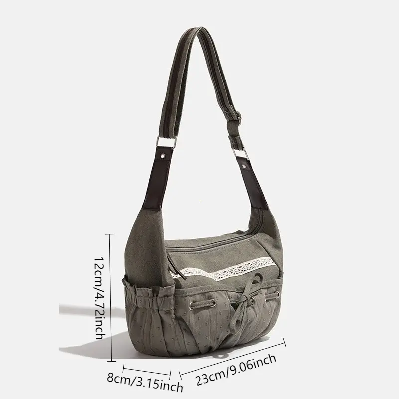 2025 New Designer Women Casual Shoulder Bag Y2K Aesthetic Streetwear Drawstring Handbag Vintage Crossbody Bag Denim Bag