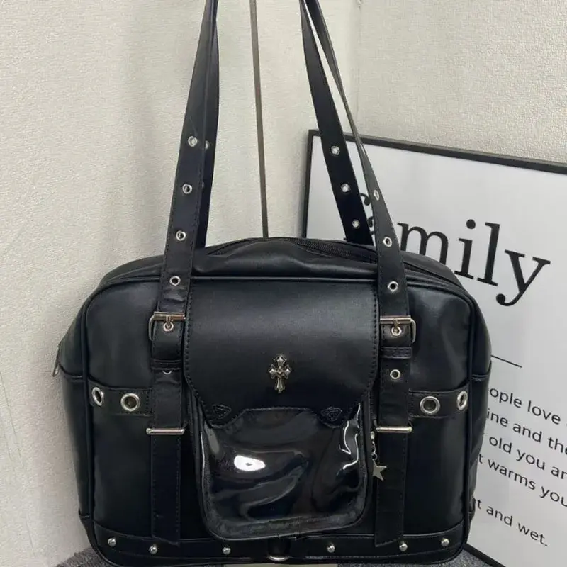 Harajuku Black Ita Bags Backpack Women Sweet Cool Transparent Large Capacity Handbag Ladies Japanese Y2k Backpacks Chic Bolsas