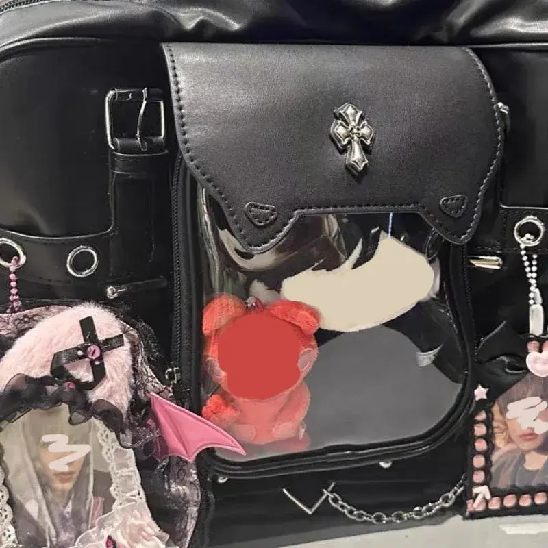 Harajuku Black Ita Bags Backpack Women Sweet Cool Transparent Large Capacity Handbag Ladies Japanese Y2k Backpacks Chic Bolsas