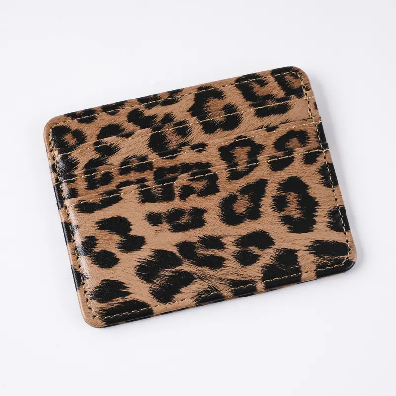 Unisex Classics Leopard Print Card Wallet Bags PU Leather Business Id Credit Card Holder Case Bank Bus Card Cover Purse