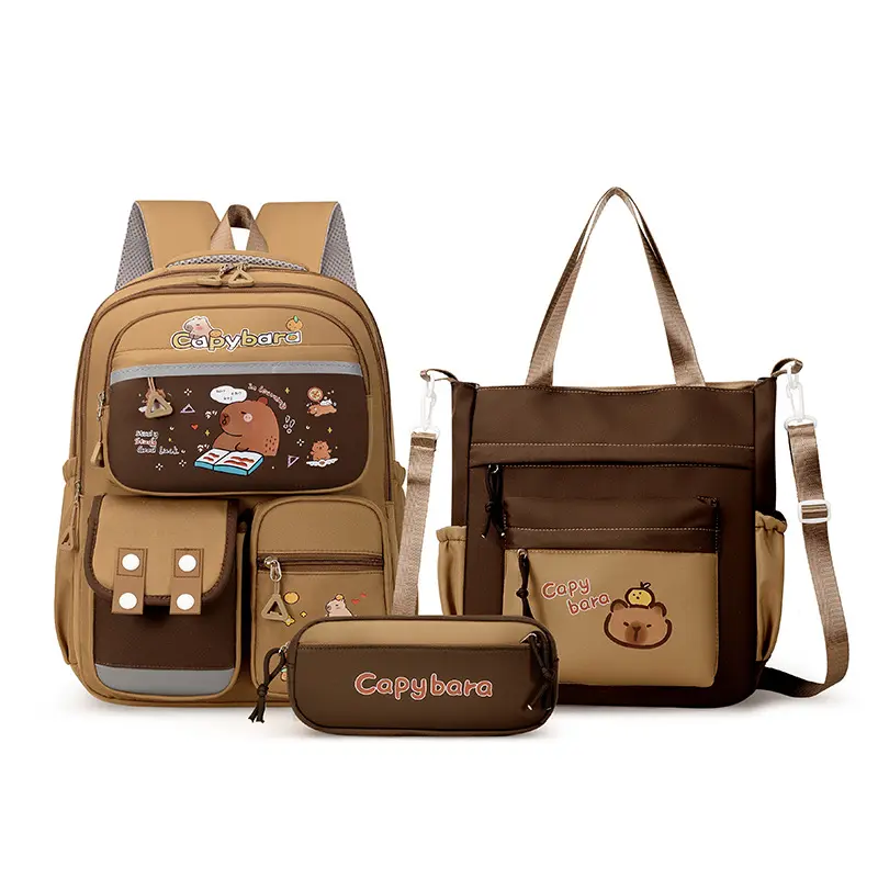 Kawaii Capybara School Backpack for Girls School Bags Set Casual Daypack Teens Girls Book Bag Children Schoolbag Travel Backpack
