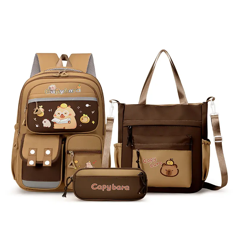 Kawaii Capybara School Backpack for Girls School Bags Set Casual Daypack Teens Girls Book Bag Children Schoolbag Travel Backpack