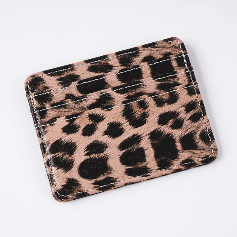 Unisex Classics Leopard Print Card Wallet Bags PU Leather Business Id Credit Card Holder Case Bank Bus Card Cover Purse