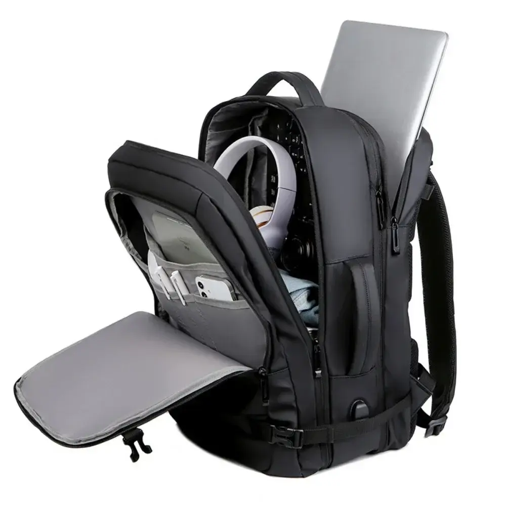 40LExpandable USB Travel Backpack, Flight Approved Carry on Bags for Airplanes,Water Resistant Durable 17-inch Backpack Men
