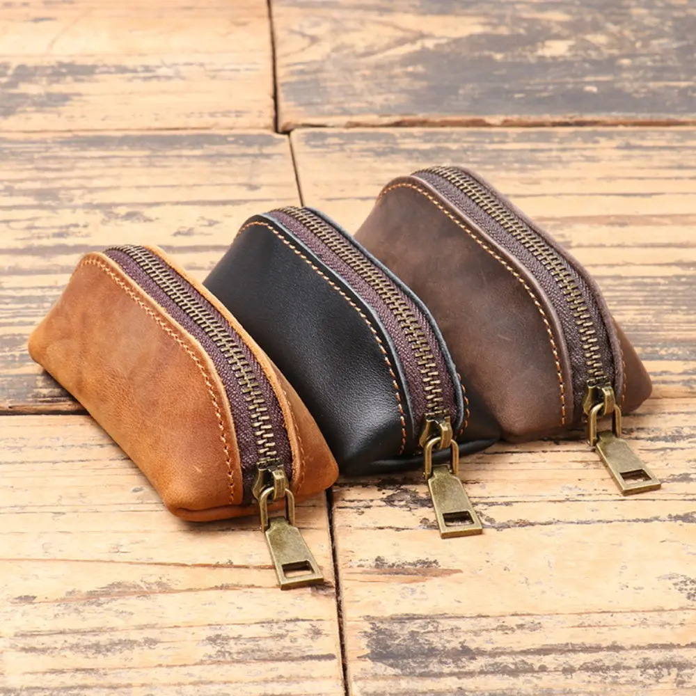 New Men's Genuine Leather Coin Purse, Women's Crazy Horse Leather Key Pouch, Multifunctional Cowhide Clutch Storage Bag Сумочки