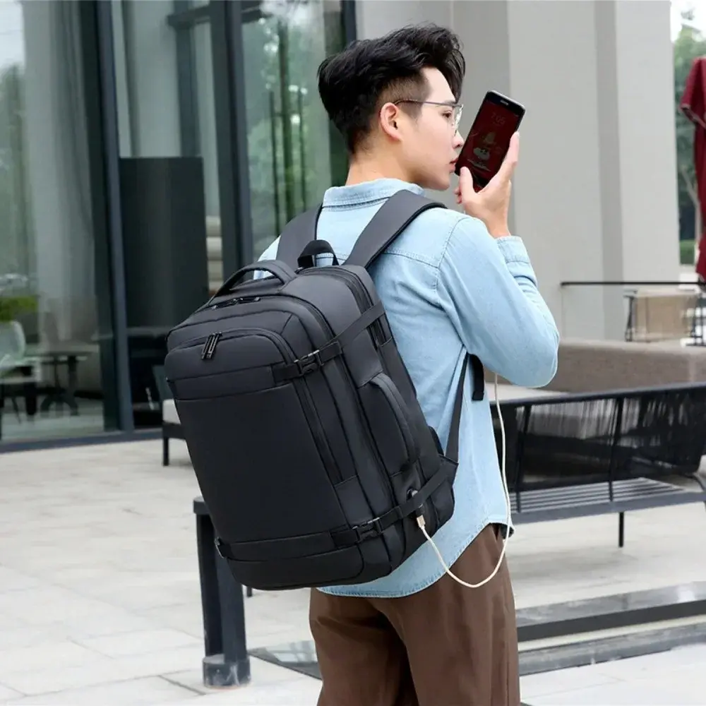 40LExpandable USB Travel Backpack, Flight Approved Carry on Bags for Airplanes,Water Resistant Durable 17-inch Backpack Men