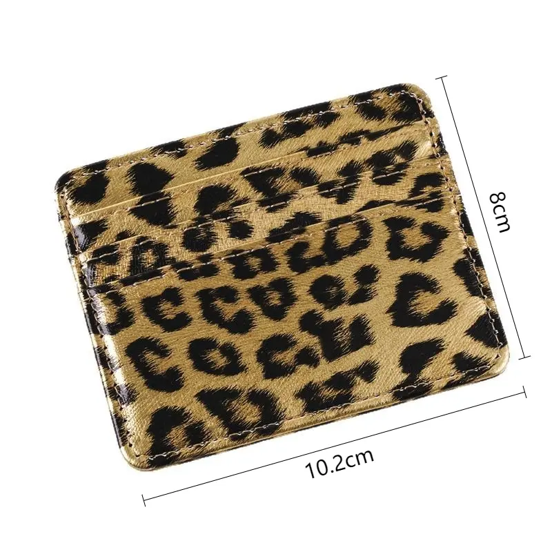 Unisex Classics Leopard Print Card Wallet Bags PU Leather Business Id Credit Card Holder Case Bank Bus Card Cover Purse