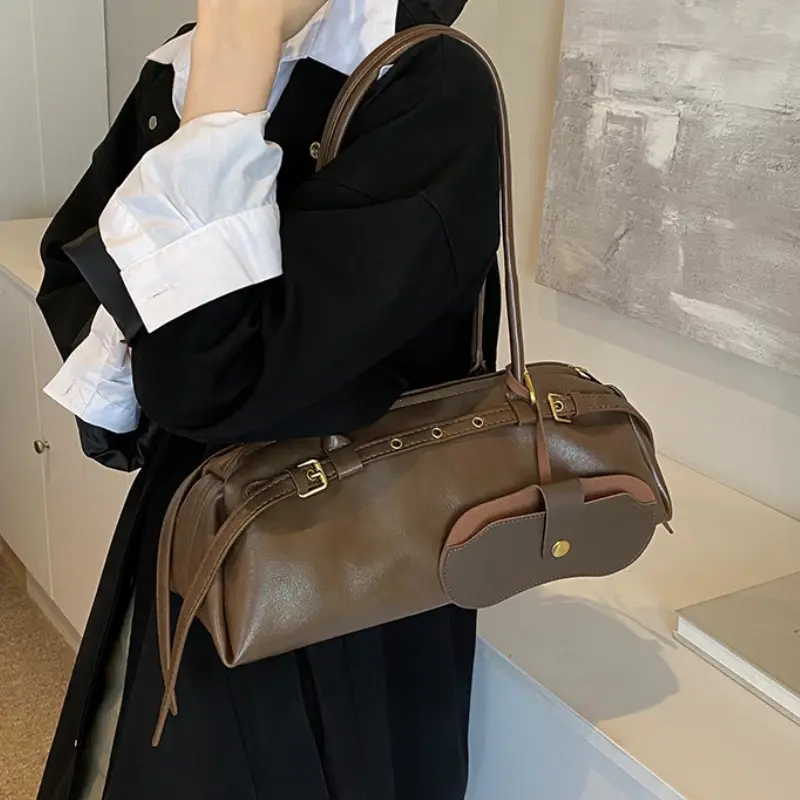 Buckle Decoration Fashion PU Shoulder Bag Solid Large Capacity All-match Handbags Purse 2025 Hot Sale Bags for Women Bolsa Mujer