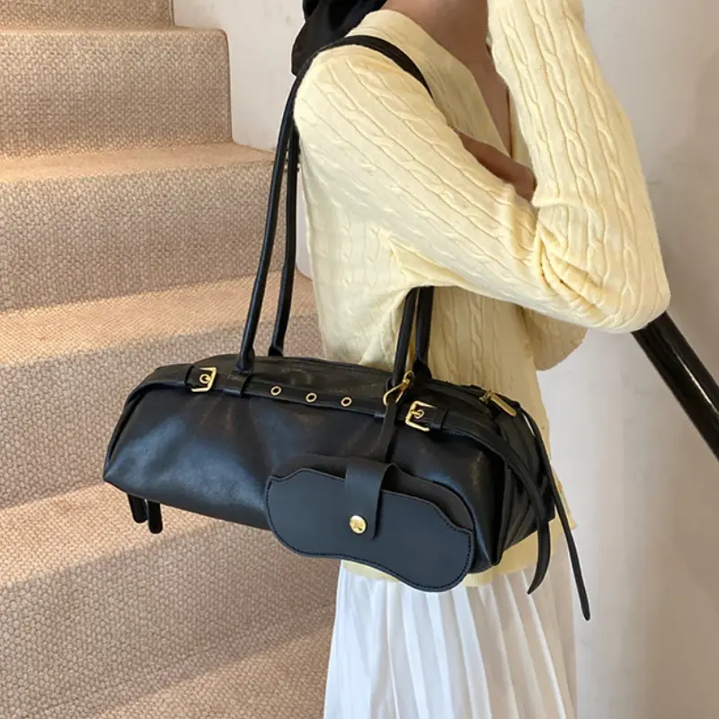 Buckle Decoration Fashion PU Shoulder Bag Solid Large Capacity All-match Handbags Purse 2025 Hot Sale Bags for Women Bolsa Mujer