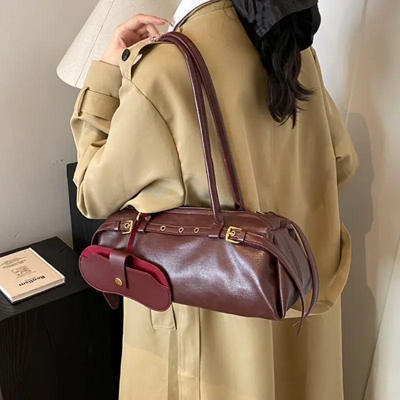 Buckle Decoration Fashion PU Shoulder Bag Solid Large Capacity All-match Handbags Purse 2025 Hot Sale Bags for Women Bolsa Mujer