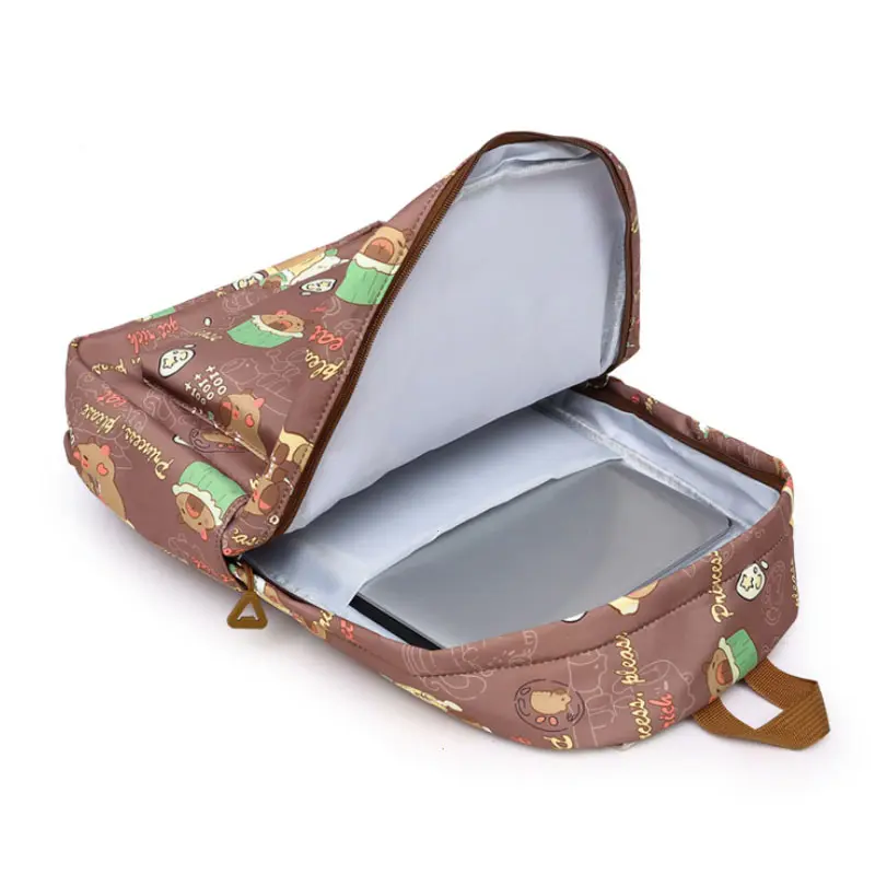 3Pcs Cute Capybara Print Backpacks Primary and Secondary Students School Bags With Lunch Bags For Travel Casual Outdoor Knapsack