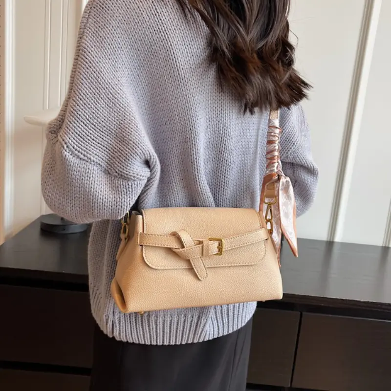 Women's Small PU Leather Shoulder Bags 2025 Fashion Brand Designer Trend Ribbon Handbags and Purses High Quality Crossbody Bag