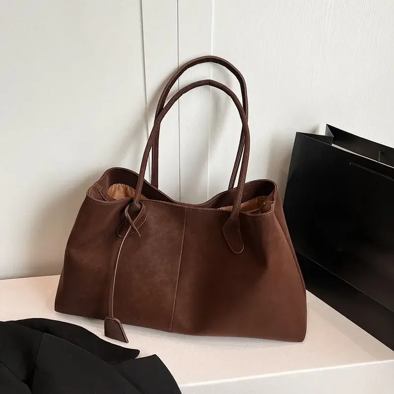 Faux Suede Solid Color High Quality Fashionable Versatile Handbag 2025 Women's Product Hot Selling Large Capacity Shoulder Bag