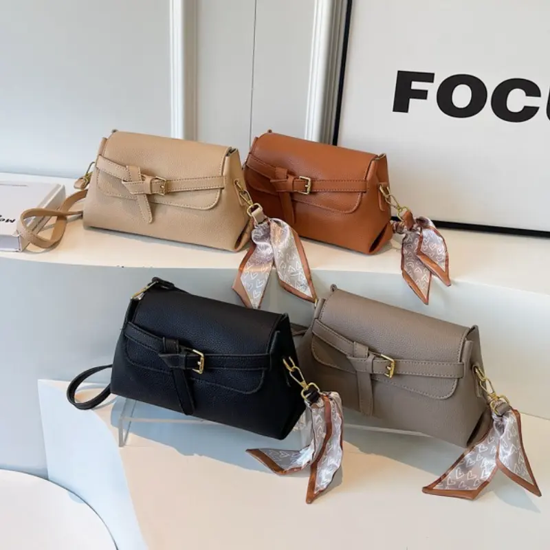 Women's Small PU Leather Shoulder Bags 2025 Fashion Brand Designer Trend Ribbon Handbags and Purses High Quality Crossbody Bag