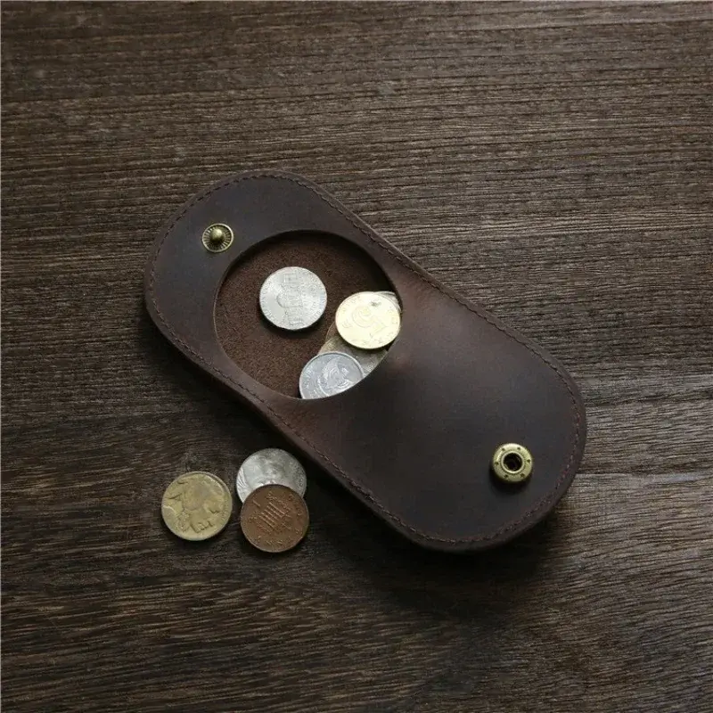 Women's Small Genuine Leather Coin Wallet Children Mini Purses Hasp Money Clip Clutch Hobo Bags Men Gift Pouch New Manual Craft