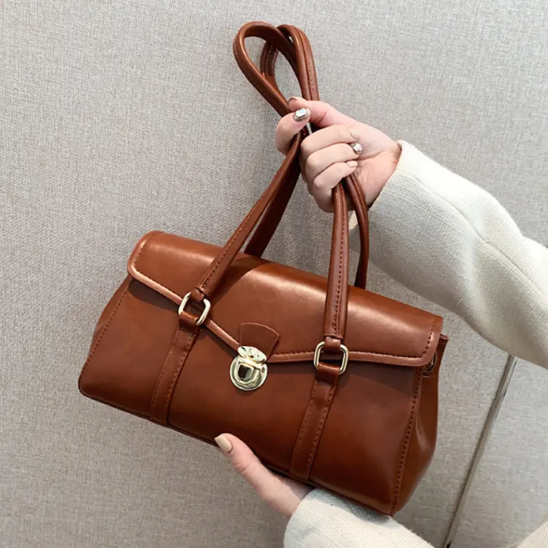 England Style Retro Shoulder Bags High-Grade Sense Underarm Tote Bag Vintage Red Ladies Commuter Bag PU Leather Handbag Purse