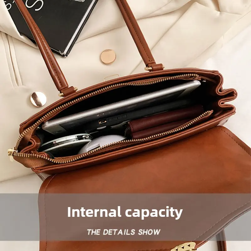 England Style Retro Shoulder Bags High-Grade Sense Underarm Tote Bag Vintage Red Ladies Commuter Bag PU Leather Handbag Purse