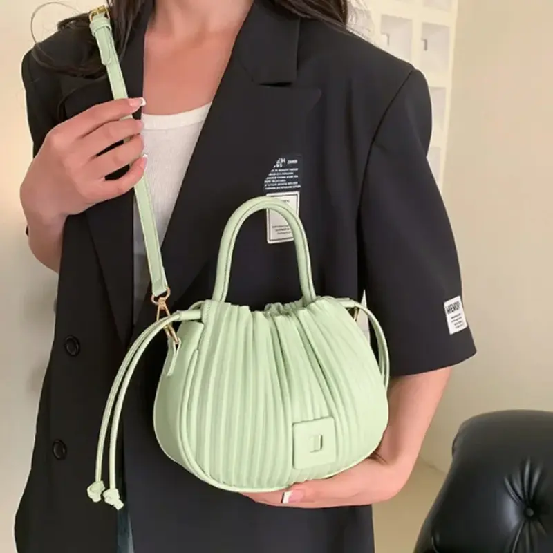 Fashion Brand Design Crossbody Bag for Women 2025 Luxury Vintage Shoulder Handbag Female Tote Bag Casual PU Leather Bucket Bag