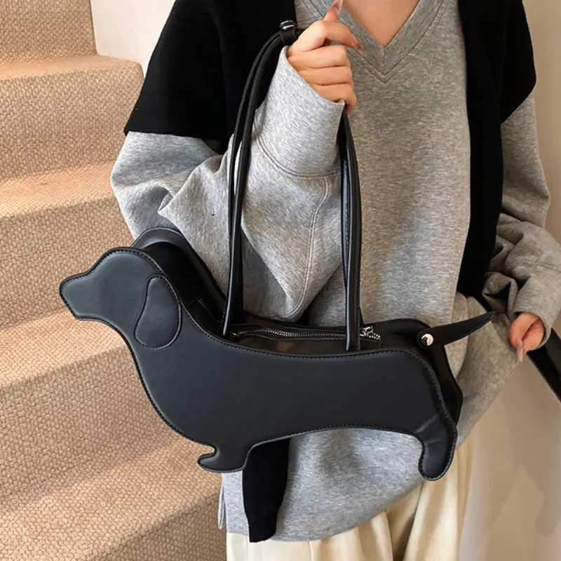INS Three-dimensional Dachshund Shoulder Bag PU Leather Retro Handbag Korean Design Underarm Bag Purse and Handbag Designer Bag