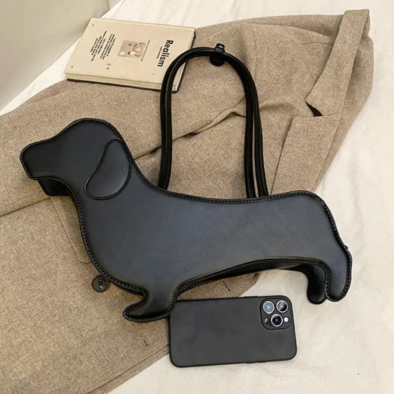 INS Three-dimensional Dachshund Shoulder Bag PU Leather Retro Handbag Korean Design Underarm Bag Purse and Handbag Designer Bag