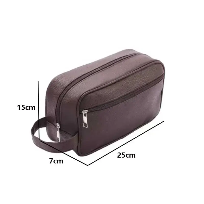 Men Waterproof Travel Toiletries Storage Bag PVC Lychee Pattern Cosmetic Bag Portable Makeup Organiser Male Zipper Handbags