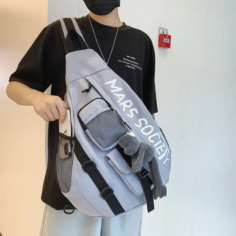 Men's Korean Trend Messenger Shoulder Bag Sports Travel Large Capacity Backpack Female Students Crossbody Chest Casual Bag bolso