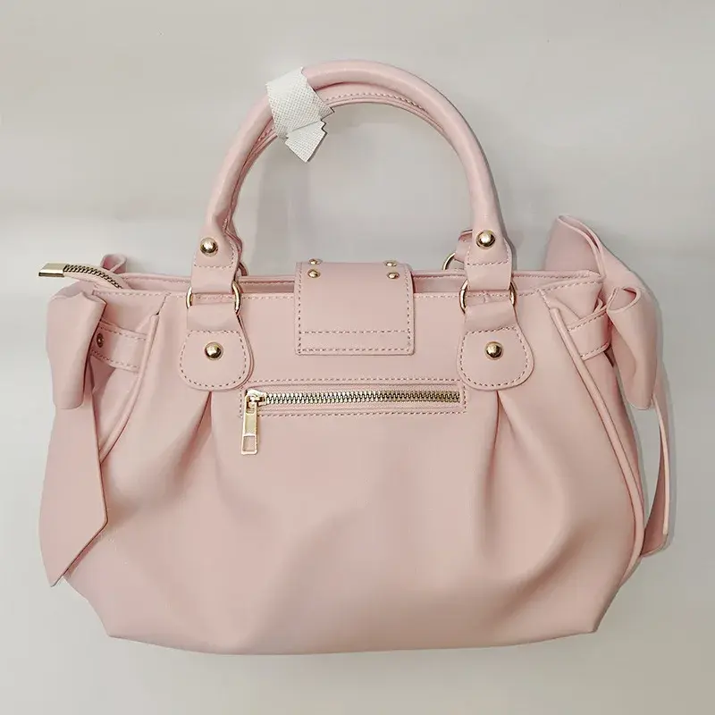 Sweet Bow Lolita Pink Women Handbag Harajuku Japanese Style Love Heart Soft Crossbody Bag Kawaii Large Capacity Shoulder Bag
