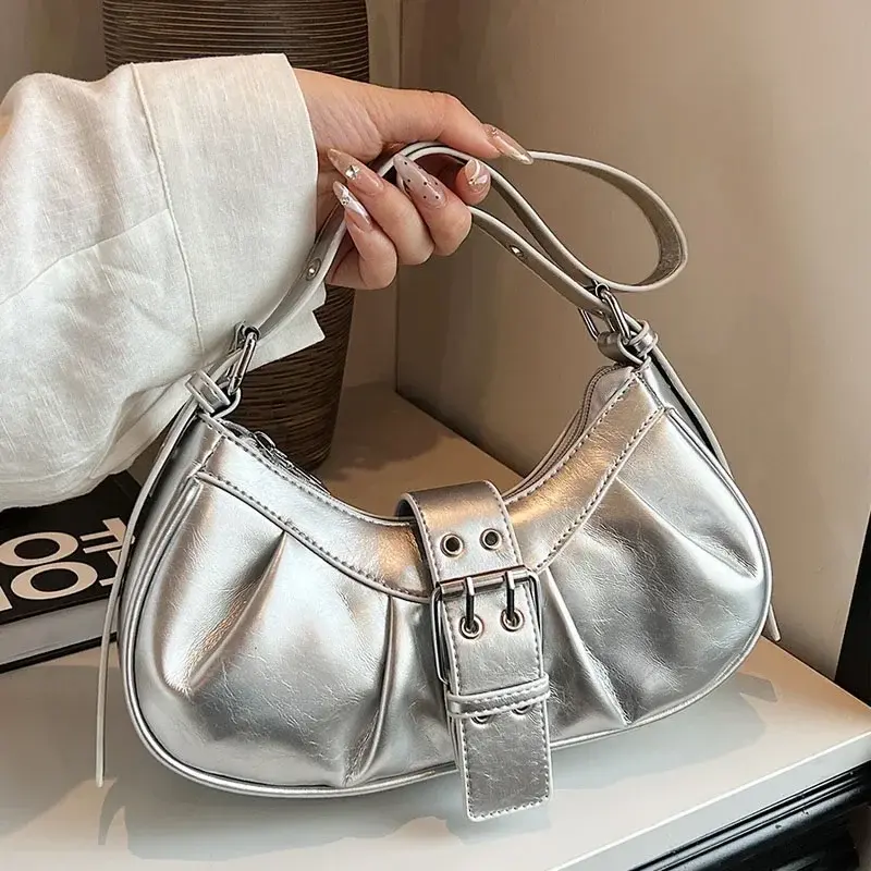 Retro Burgundy Underarm Shoulder Bags For Women PU Leather Vintage Female Crossbody Bag 2025 Y2K New Luxury Designer Handbags