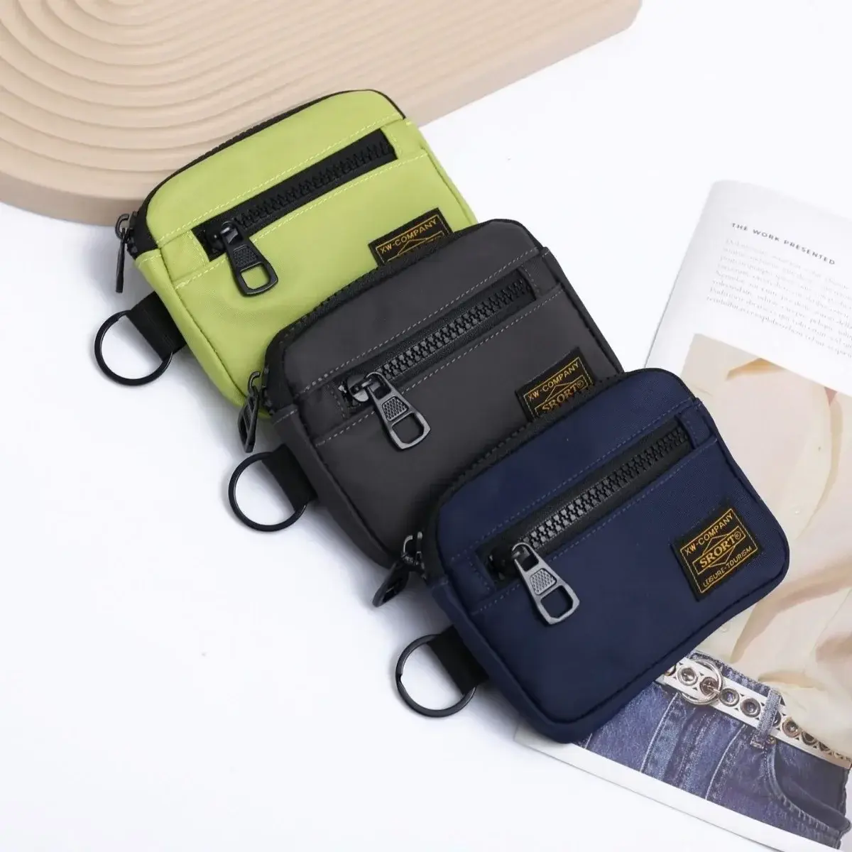 Canvas Zipper Short Wallet Casual Men's Coin Purse Retro Key Holder Small Money Bag Trend Youth Mini Handbag Coin Pouch Cartera