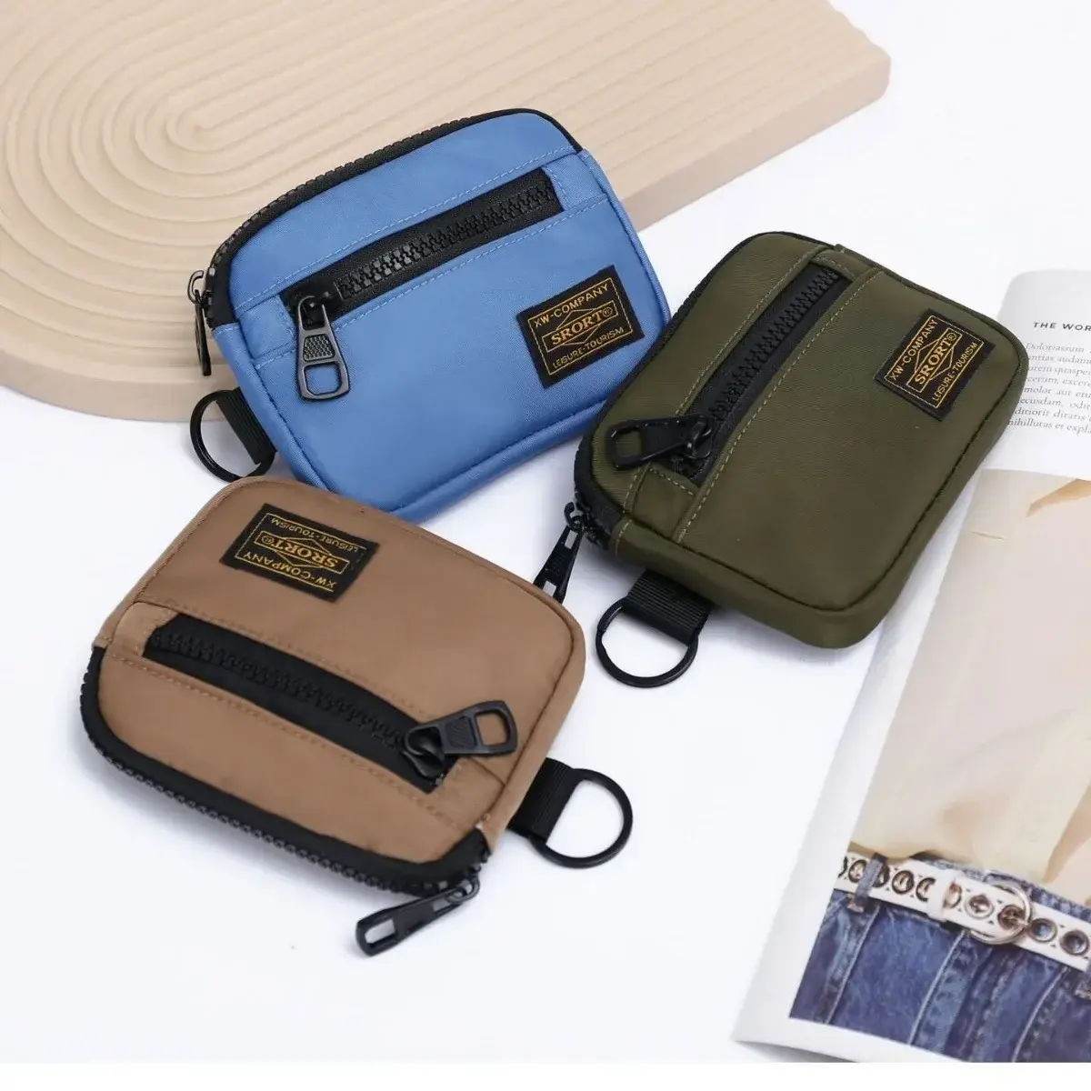 Canvas Zipper Short Wallet Casual Men's Coin Purse Retro Key Holder Small Money Bag Trend Youth Mini Handbag Coin Pouch Cartera