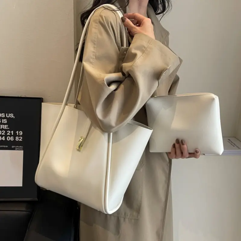 Branded Designer Shoulder Tote Bags For Women Soft PU Leather 2-IN-1 Big Capacity Shopper Tote Set 2025 Luxury Designer Handbags
