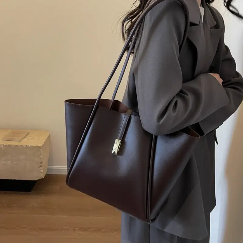 Branded Designer Shoulder Tote Bags For Women Soft PU Leather 2-IN-1 Big Capacity Shopper Tote Set 2025 Luxury Designer Handbags