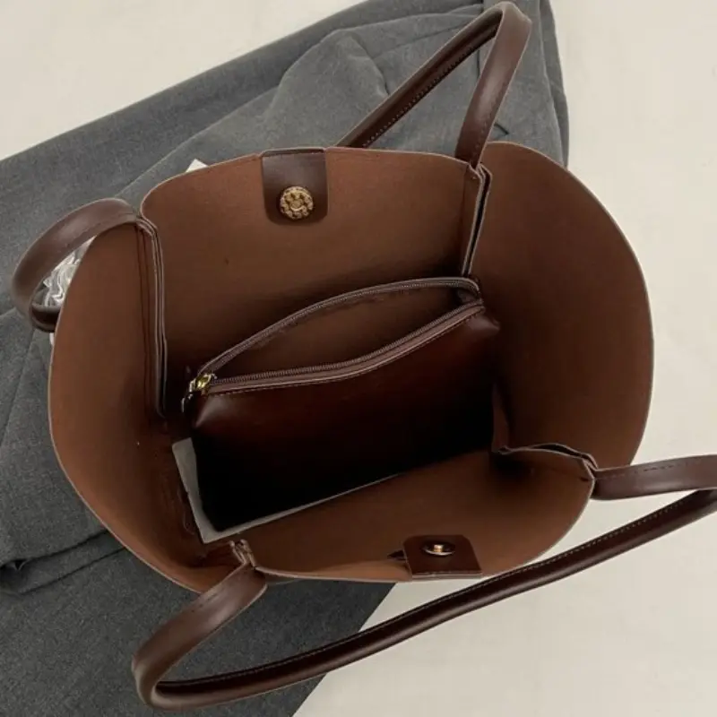 Branded Designer Shoulder Tote Bags For Women Soft PU Leather 2-IN-1 Big Capacity Shopper Tote Set 2025 Luxury Designer Handbags