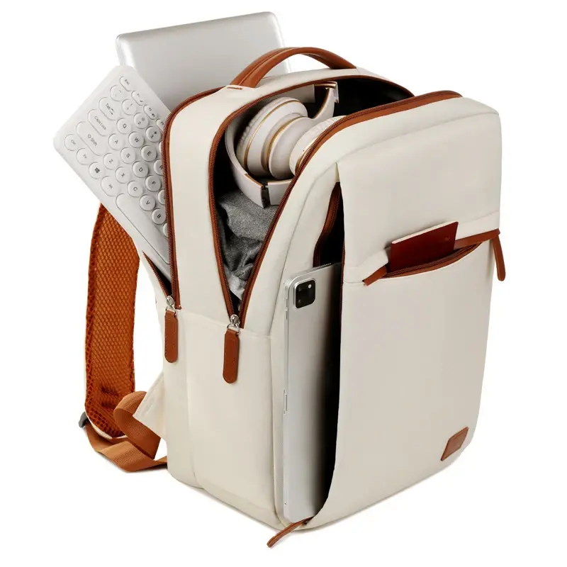 Business Backpack For Men Women New Trendy Design 15.6-Inch Laptop Backpack Blue Beige Student Schoolbag Boarding Backpack Male