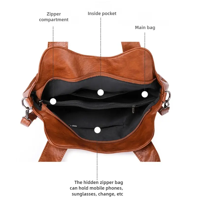 Women's Bag High Quality Leather Handbag Female Designer Brand Shoulder Bags Large Capacity Tote Bag Casual Handbag For Commte