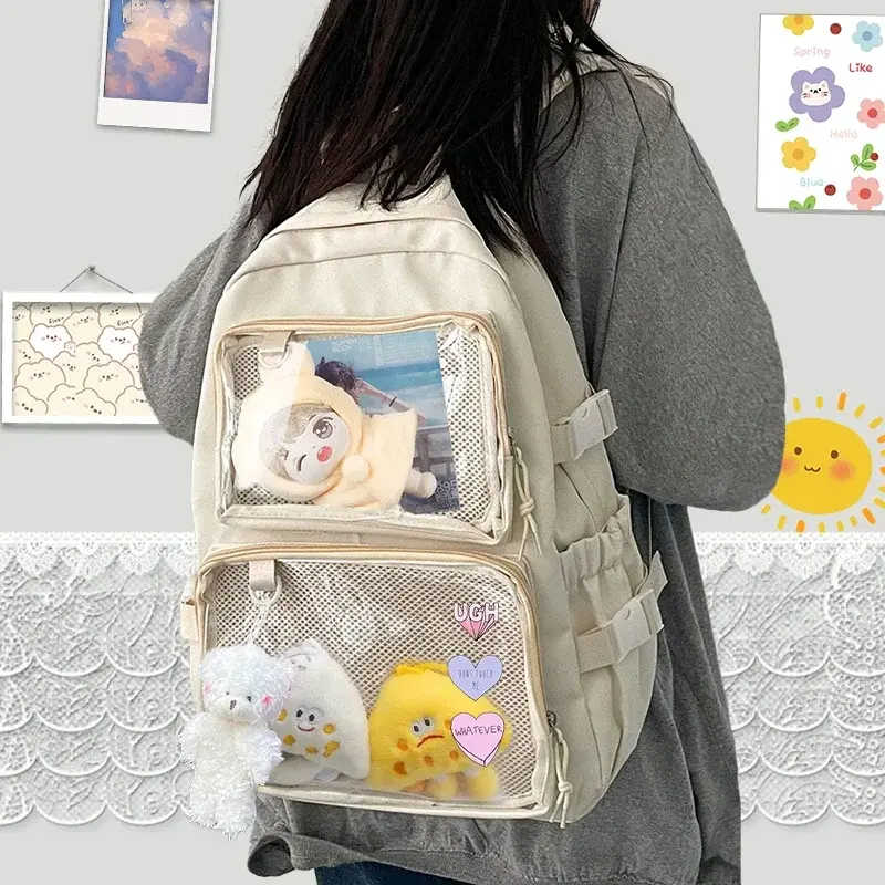 Japanese Kawaii Itabag Women New 2025 Transparent Backpack Women Large Capacity Ita Backpack School Bags for College Student JK
