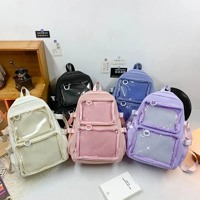 Japanese Kawaii Itabag Women New 2025 Transparent Backpack Women Large Capacity Ita Backpack School Bags for College Student JK