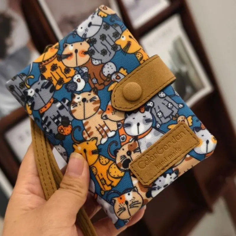 Women Cute Zipper Hasp Short Wallet PU Leather-Capacity Coin Purse Money Bag Frosted Printing ID Card Holder Girl Cute Clutch