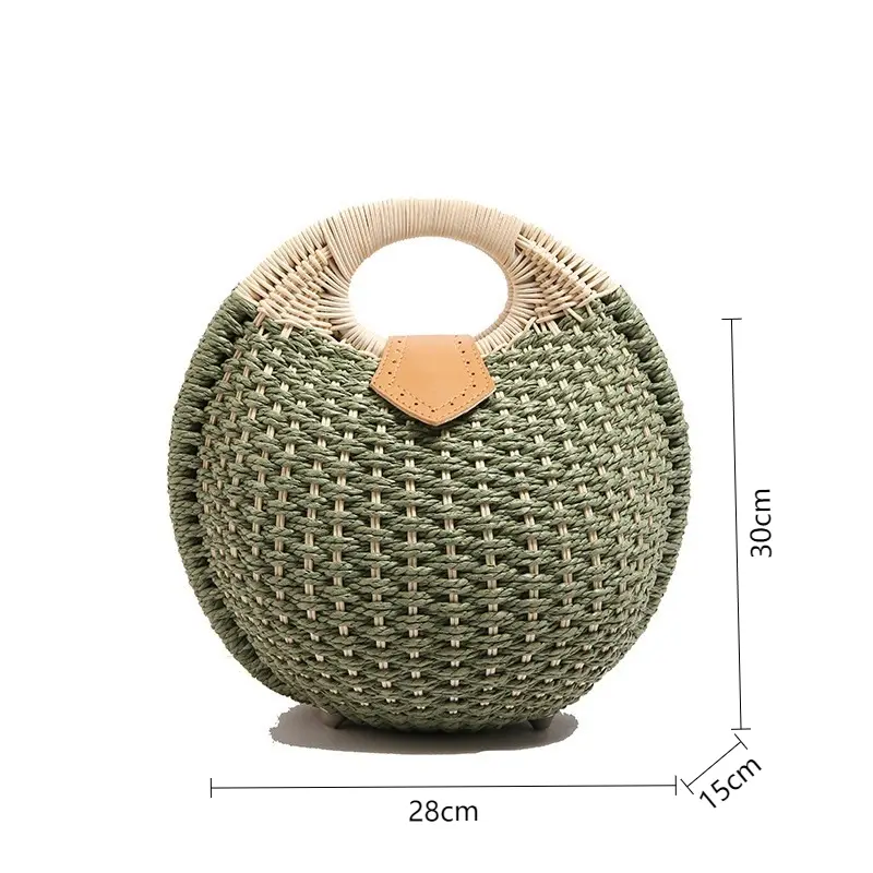 Casual Straw Woven Spherical Top-Handle Bags Retro Personality Fashion Popularity High Quality Handbag for Women 2025 Summer New