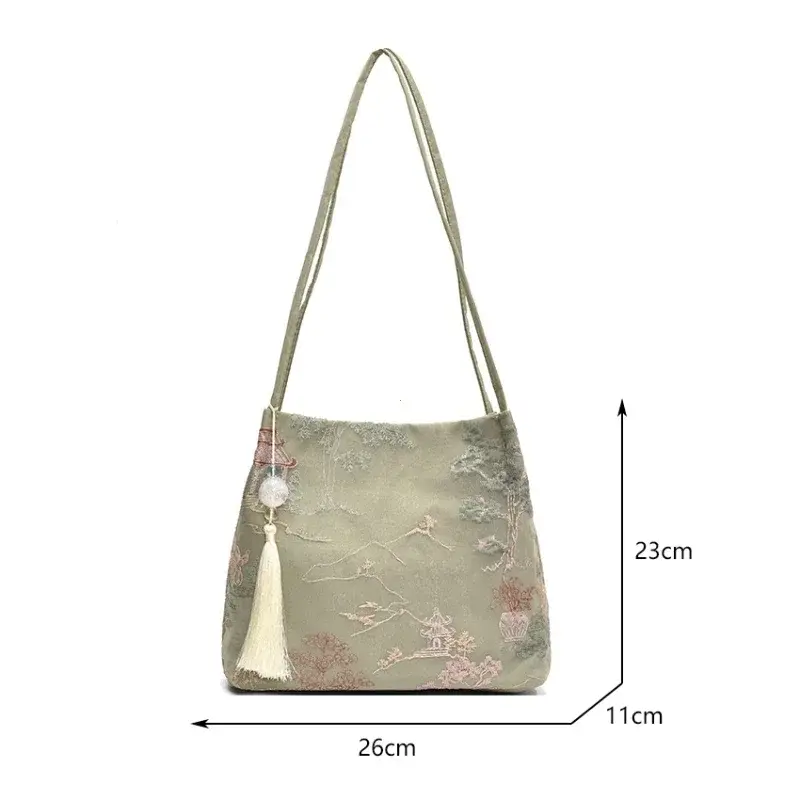 New Chinese Style Retro Bag 2025 New Models Silk Jacquard Fashionable Minimalist Bag Single Shoulder Diagonal Cross Women's Bag