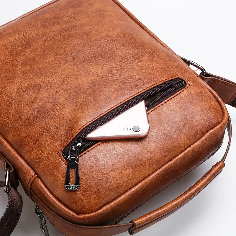 New Men Crossbody Bag Shoulder Bags Vintage Men Handbags Large Capacity PU Leather Bag For Man Tote Bag сумка мужская деловая